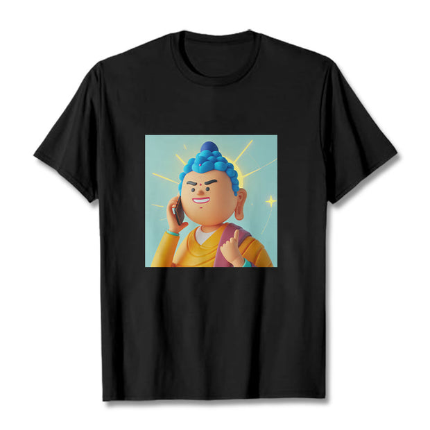 Buddha Stones Funny Cartoon Buddha Tee T-shirt T-Shirts BS Black 2XL