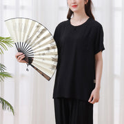 Buddha Stones 2Pcs Half Sleeve T-Shirt Pants Meditation Zen Tai Chi Cotton Linen Clothing Unisex Set 18