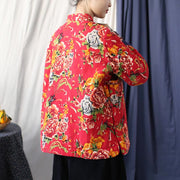 Buddha Stones Flowers Cotton Linen Jacket Shirt Chinese Northeast Style Winter Clothing 4