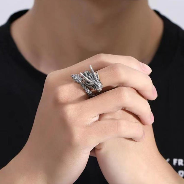 Buddha Stones 925 Sterling Silver Vintage Dragon Design Protection Strength Adjustable Ring  (Extra 30% Off | USE CODE: FS30) - image 2