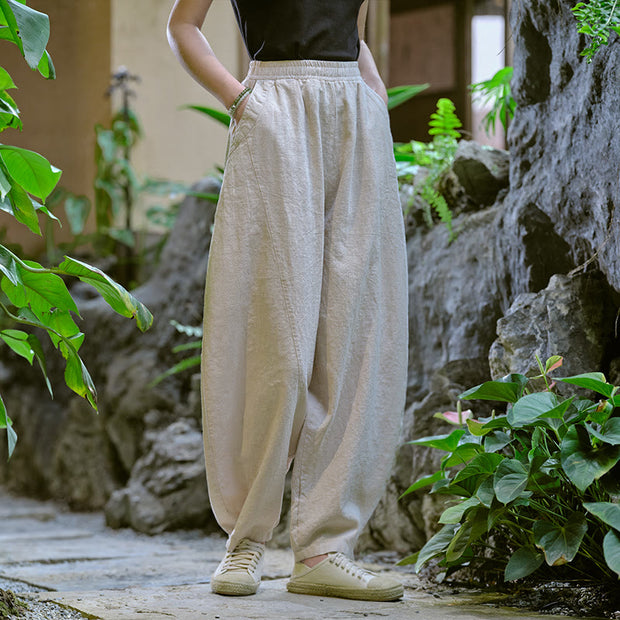 Buddha Stones Solid Color Loose Yoga Harem Pants With Pockets Harem Pants BS 10