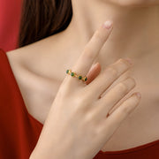 Buddha Stones Cyan Jade Healing Calm Adjustable Ring Rings BS 4