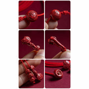 Buddha Stones Natural Cinnabar Chinese Zodiac Calm Blessing Red String Belly Chain