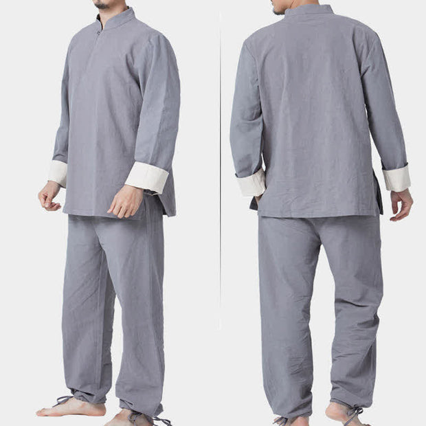 Buddha Stones Spiritual Zen Meditation Yoga Prayer Practice Cotton Linen Clothing Men's Set