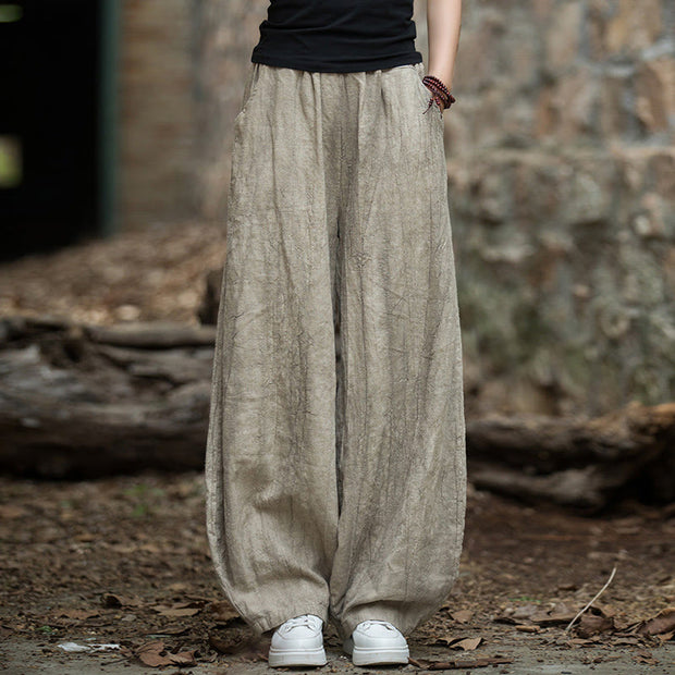 Buddha Stones Retro Tie Dye Harem Pants Casual Women's Yoga Pants With Pockets Harem Pants BS Khaki(Regular Version) L(Waist 63cm/Hips 116cm/Length 102cm)