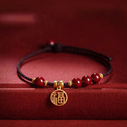Buddha Stones Cinnabar Bead Fu Character Charm Blessing Braided String Bracelet (Extra 30% Off | USE CODE: FS30) - Cinnabar - image 0
