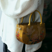 Buddha Stones Vintage Flower Peony Metal Chain Zipper Handbag Crossbody Bag Shoulder Bag Handbags BS 9