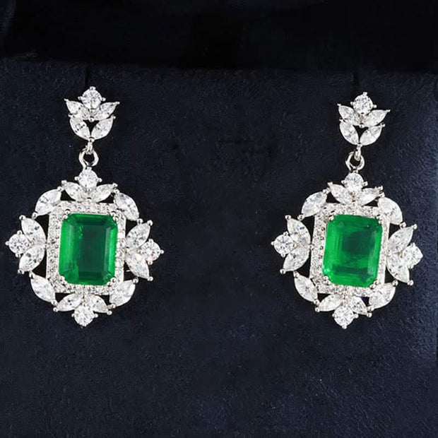 Buddha Stones Emerald Crystal Red Corundum Confidence Courage Ring Earrings Necklace Pendant Necklaces & Pendants BS Green Earrings