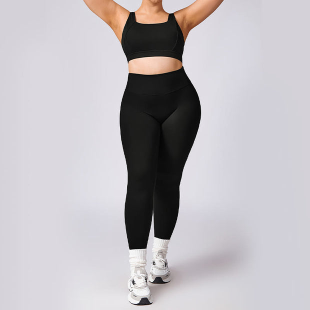 Buddha Stones PLUS SIZE Backless Criss-Cross Strap Bra Shorts Leggings Pants Sports Gym Yoga Quick Drying Outfits