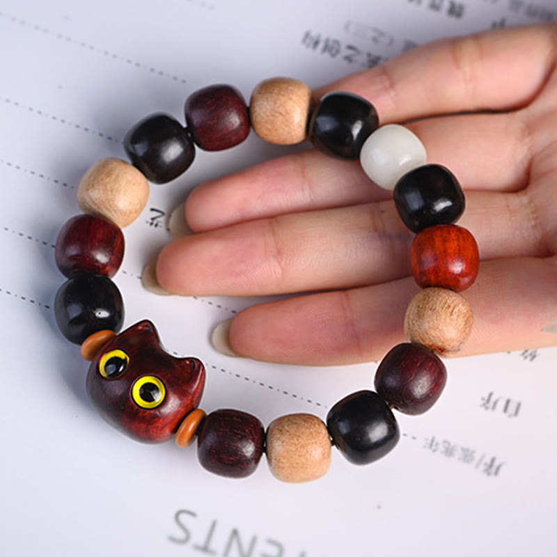 84ub50 天然石 貝細工 珊瑚など アクセサリー まとめ Buddha Stones Small Leaf Red Sandalwood Ebony Wood Cute Cat