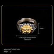 Buddha Stones 925 Sterling Silver Tibetan Skull Protection Adjustable Ring