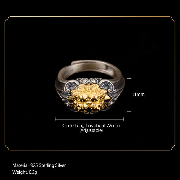 Buddha Stones 925 Sterling Silver Tibetan Skull Protection Adjustable Ring Ring BS 7