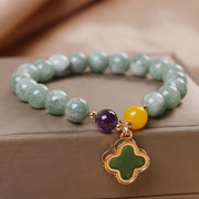 Buddha Stones Jade Four Leaf Clover Luck Bracelet