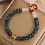 Buddha Stones Jade White Agate Red Agate Peace Buckle Abacus Beads Luck Bracelet