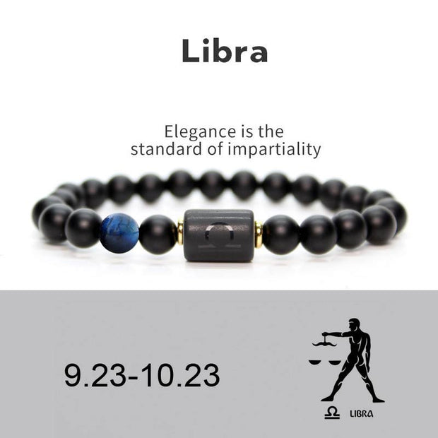 Buddha Stones 12  Constellations of the Zodiac Black Onyx Adjustable Bracelet Bracelet BS Libra