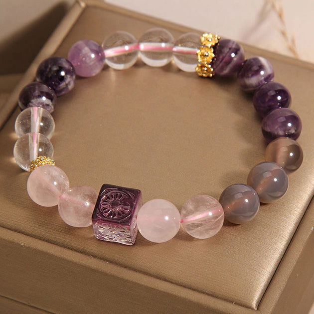 Buddha Stones Natural Amethyst Pink Crystal Inner Peace And Healing Br ...