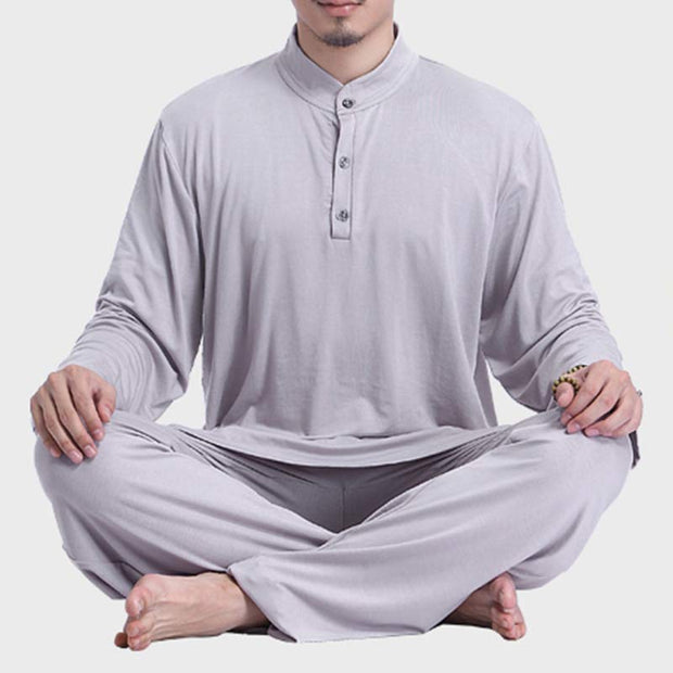 Buddha Stones Meditation Prayer Spiritual Zen Tai Chi Practice Yoga Clothing Men's Set Clothes BS 4
