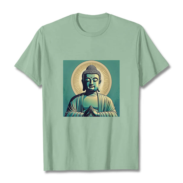 Buddha Stones Aura Green Buddha Tee T-shirt T-Shirts BS PaleGreen 2XL
