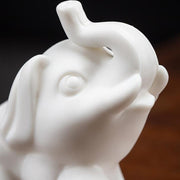 Buddha Stones Small Elephant Statue White Porcelain Ceramic Strength Home Desk Decoration Decorations BS 11