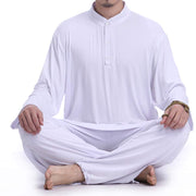Buddha Stones Meditation Prayer Spiritual Zen Tai Chi Practice Yoga Clothing Men's Set Clothes BS White XXXL