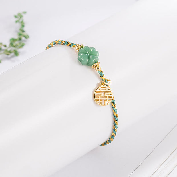 Buddha Stones Copper Resin Four Leaf Clover Luck Bracelet