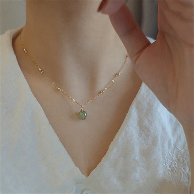 Buddha Stones 14k Gold Plated Hetian Jade Luck Beaded Necklace Pendant (Extra 35% Off | USE CODE: FS35) - image 2