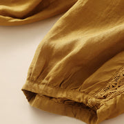 Buddha Stones Solid Color Flower Loose Drawstring Harem Pants With Pockets Harem Pants BS 31