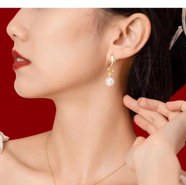 Buddha Stones 18K Gold Plated Copper Natural Red Agate Pearl Koi Fish Confidence Bracelet Necklace Pendant Earrings Set Bracelet Necklaces & Pendants BS 19