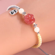 Buddha Stones Yanyuan Agate Cat Claw Paw White Bodhi Seed Fu Character Positive Braided Rope Bracelet