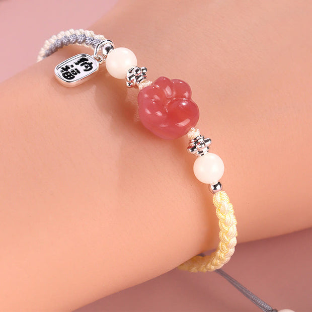 FREE Today: Bring Wealth and Blessings Cute Cat Claw Paw Agate Braided Rope Bracelet