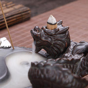 Buddha Stones Tiger Dragon Backflow Smoke Fountain Ceramic Yin Yang Blessing Incense Burner Decoration
