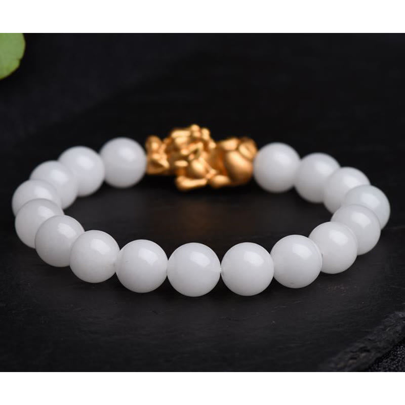 Pixiu Bracelet 24k pure 2024 gold pixiu/jade bracelet/malaysian jade bracelet/white jade bracelet/pixiu bracelet