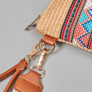 Buddha Stones Boho Colorful Geometry Straw Woven Crossbody Bag Shoulder Bag Handbag