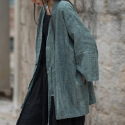Buddha Stones Tie Dye Lace-up Design Coat Zen Meditation Open Front Top Jacket 21