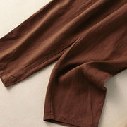 Buddha Stones Vintage Embroidery Elastic Waist Harem Pants With Pockets Harem Pants BS 11