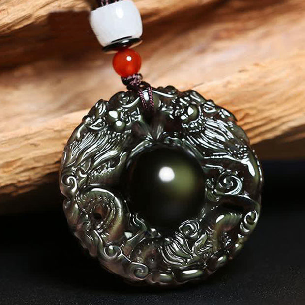 Buddha Stones Natural Gold Sheen Obsidian Rainbow Obsidian Dragon Strength Necklace Pendant (Extra 35% Off | USE CODE: FS35) - image 11