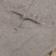 Buddha Stones Dragon Embroidery Pattern Tang Suit Short Sleeve Shirt Pants Men's Set Men's Meditation Cloth BS 9
