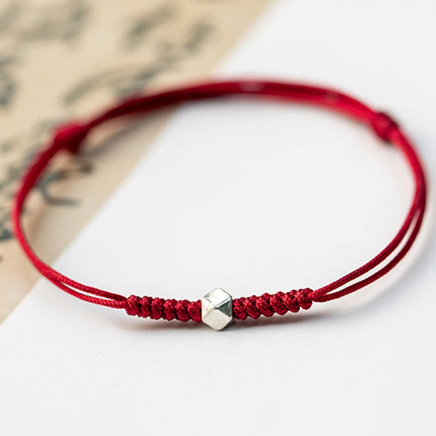 Buddha Stones 925 Sterling Silver Luck Bead Protection Red String Braided Bracelet