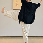Buddha Stones Plain Long Sleeve Coat Jacket Top Wide Leg Pants Zen Tai Chi Yoga Meditation Clothing Clothes BS 13