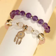 Buddha Stones Green Strawberry Quartz Amethyst Crystal Dreamcatcher Healing Bracelet 7