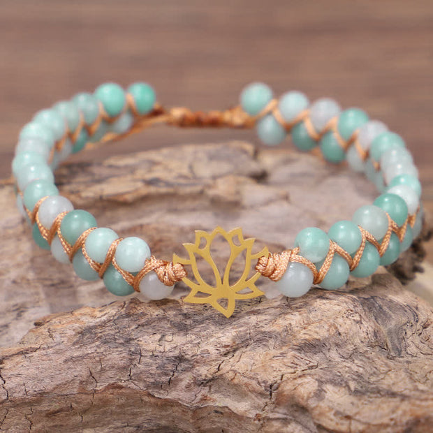 Buddha Stones Amazonite Beads Lotus Flower Balance Weave Bracelet (Extra 30% Off | USE CODE: FS30) - image 1