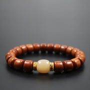 Buddha Stones Tibetan Yak Bone Om Mani Padme Hum Strength Bracelet Bracelet BS 5