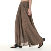 Buddha Stones Solid Color Loose Long Pleated Wide Leg Pants 39