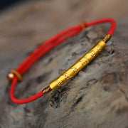 Buddha Stones Tibetan Buddhist Handmade Mani Mantra Lucky Red String Bracelet Bracelet BS Sterling Silver Gilded(Wrist Circumference 13-21cm)