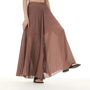 Buddha Stones Solid Color Loose Long Pleated Wide Leg Pants