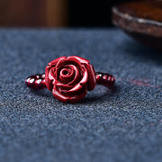 Buddha Stones Garnet Cinnabar Lucky Bead PiXiu Om Mani Padme Hum Rose Protection Ring Ring BS 16