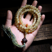 Buddha Stones 108 Mala Beads Tibet Sheep Horn Amber Luck Bracelet