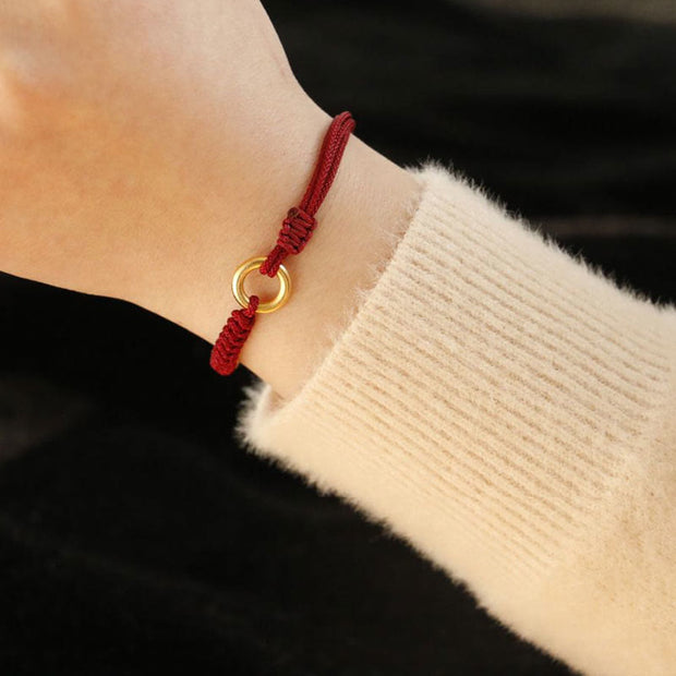 Buddha Stones Alloy Peace Buckle Luck Red String Bracelet