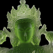 Buddha Stones Bodhisattva Green Tara Handmade Liuli Crystal Art Piece Protection Home Office Statue Decoration