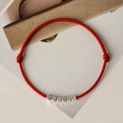 Buddha Stones 925 Sterling Silver Red String Braid Bracelet Anklet Bracelet Anklet BS Anklet (Anklet Circumference 18-21cm) Red
